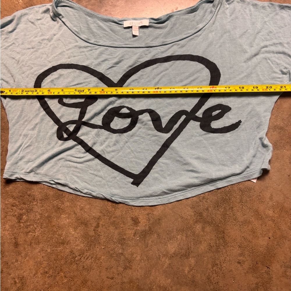 dELia*s Love Y2K cropped oversized shirt size small - Picture 3 of 4
